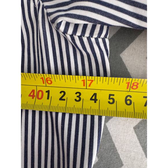 J.Crew Navy & White Vertical Stripe Button-Up Blouse-Small - Picture 5 of 6